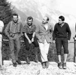 W Dolomitach 1962 r. Od lewej Lucjan Saduś, Ryszard Zawadzki,Maciej Popko,Jerzy Sawicki Szmaciarz,Andrzej Heinrich,Adam Szurek